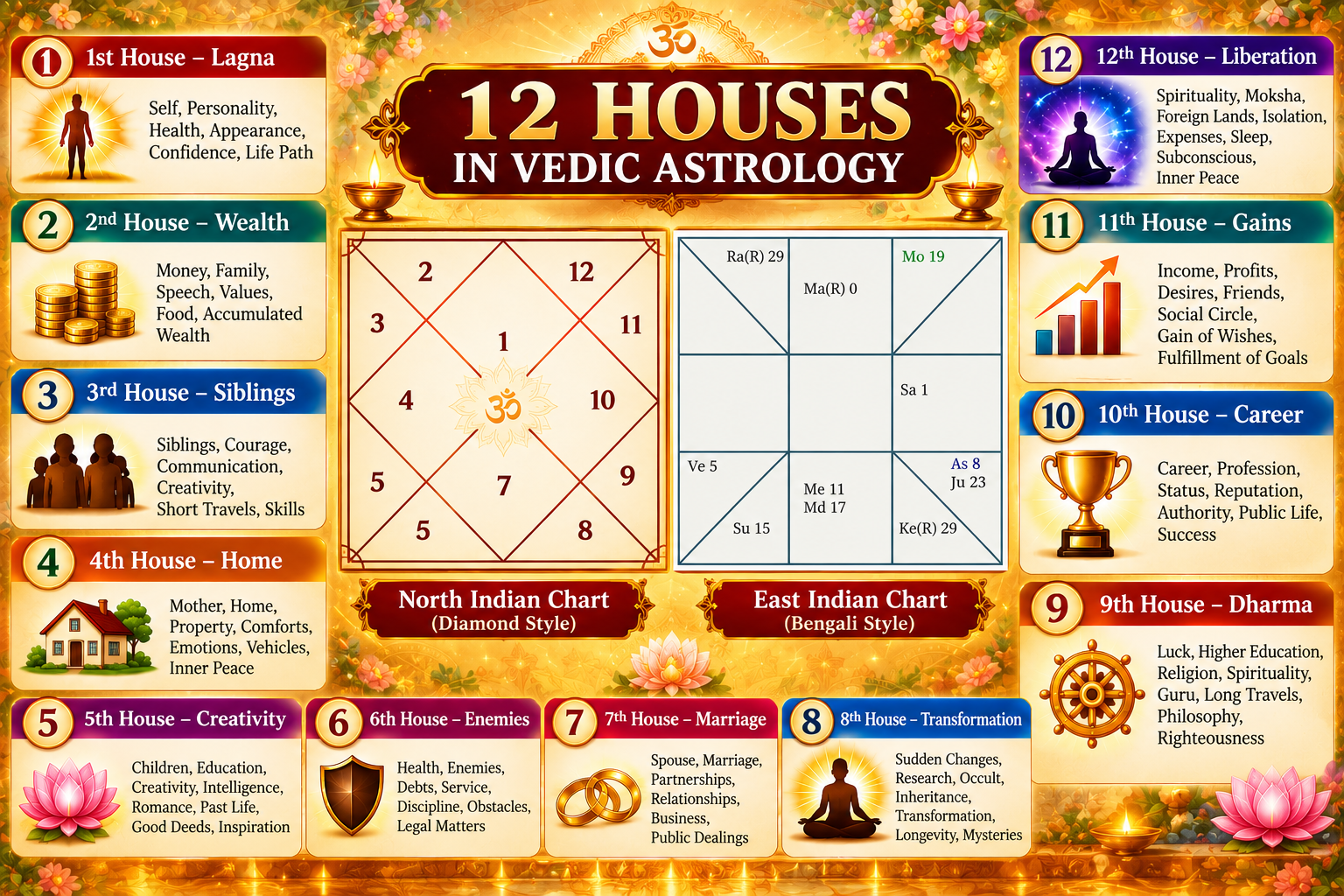 The 12 Houses in Vedic Astrology: Twelve Spiritual Doors of Life