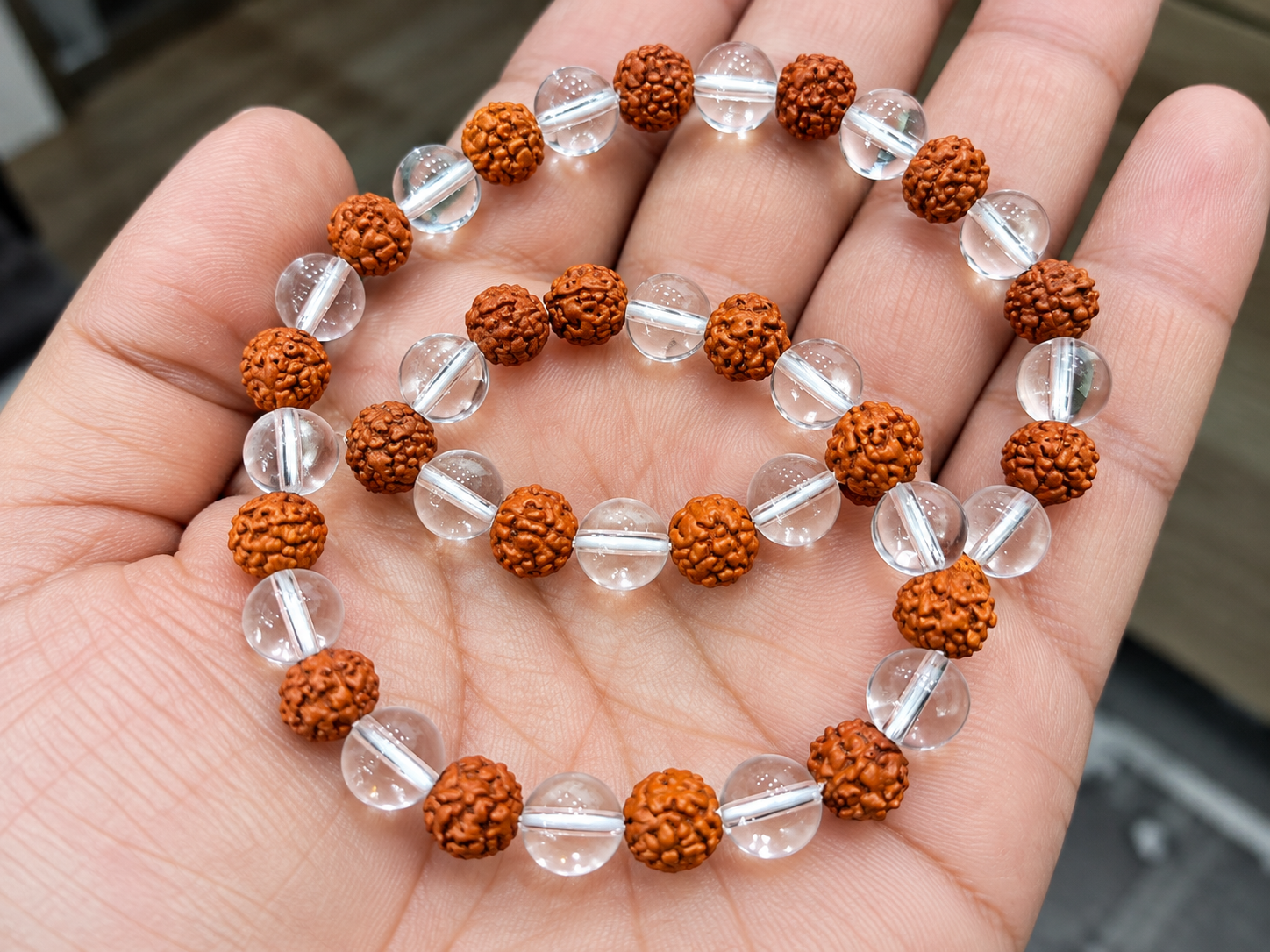 Rudraksha and Sphatik (Clear Quartz) combination bracelets